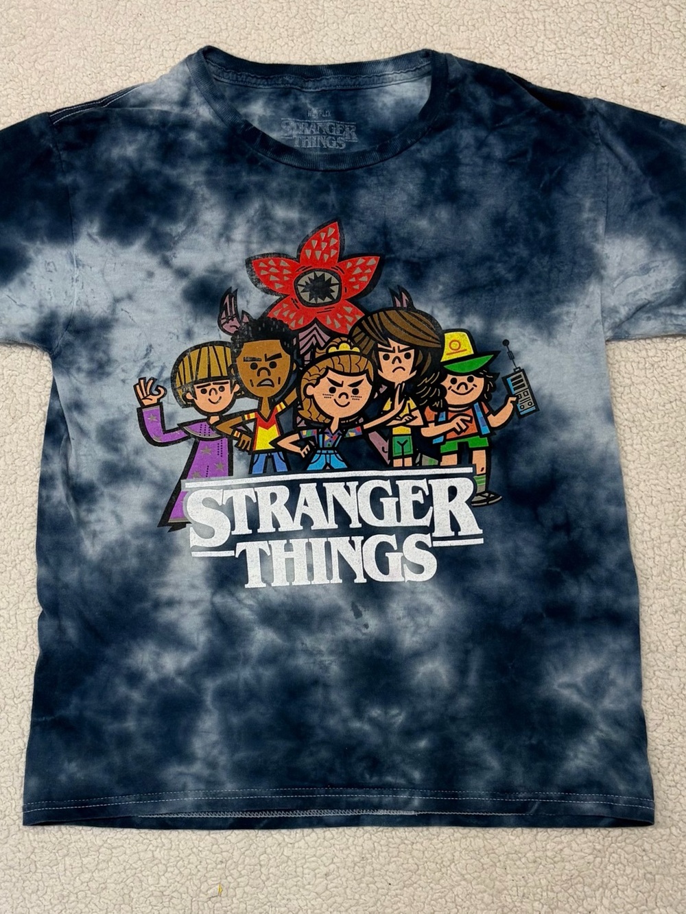 Netflix Stranger Things Cartoon Tie-Dye Graphic T-Shirt